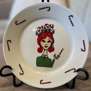 Gorgeous set of 4 whimsical vintage girlfriend Christmas plates EUC 7.5”
